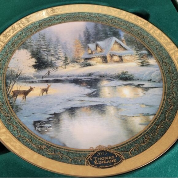 2013 Thomas Kinkade Deer Creek Cottage Collector Plate Limited Edition Porcelain - Picture 13 of 14